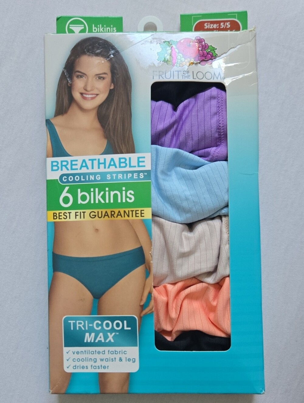 Fruit of the Loom Women’s Bikinis - Purple, Light Blue, Gray, Peach, Black